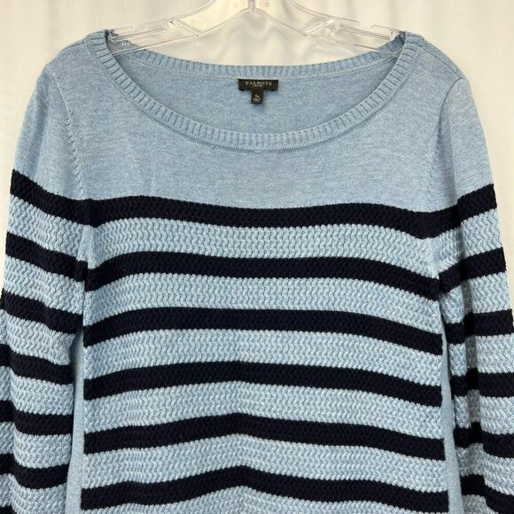 Talbots Womens Pullover Sweater Blue Striped Long Sleeve Round Neck Petites S - Picture 4 of 10